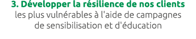 3. D velopper la r silience de nos clients les plus vuln rables  l'aide de campagnes de sensibilisation et d' ducation