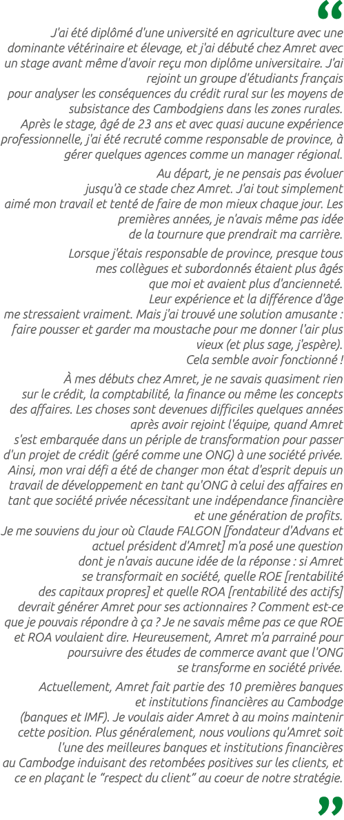  J'ai t  dipl m  d'une universit  en agriculture avec une dominante v t rinaire et  levage, et j'ai d but  chez Amre...