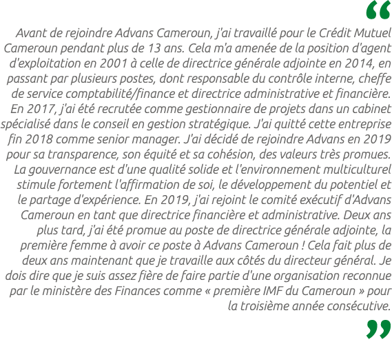  Avant de rejoindre Advans Cameroun, j'ai travaill pour le Cr dit Mutuel Cameroun pendant plus de 13 ans. Cela m'a a...