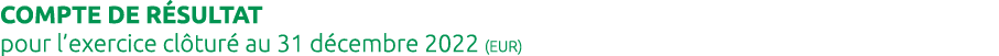 COMPTE DE R SULTAT pour l’exercice cl tur au 31 d cembre 2022 (EUR)