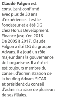 Claude Falgon est consultant confirm avec plus de 30 ans d'exp rience. Il est le fondateur et a  t  DG chez Horus De...