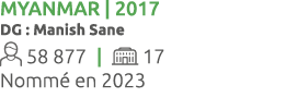 Myanmar | 2017 DG : Manish Sane 58 877 |  17 Nomm  en 2023