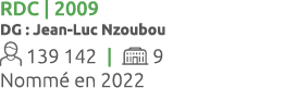 RDC | 2009 DG : Jean-Luc Nzoubou 139 142 |  9 Nomm  en 2022