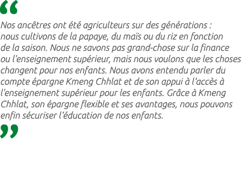  Nos anc tres ont t  agriculteurs sur des g n rations : nous cultivons de la papaye, du ma s ou du riz en fonction d...