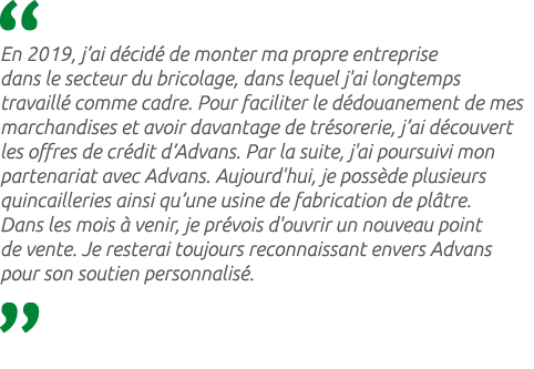  En 2019, j’ai d cid de monter ma propre entreprise dans le secteur du bricolage, dans lequel j'ai longtemps travail...
