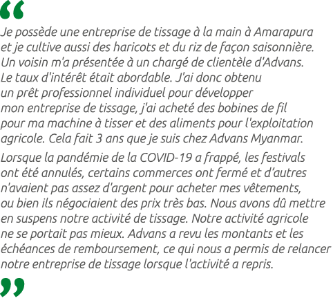  Je poss de une entreprise de tissage  la main   Amarapura et je cultive aussi des haricots et du riz de fa on saiso...